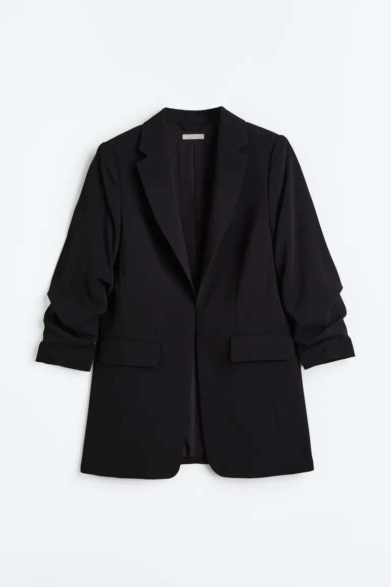 Click for more info about Gathered-sleeve Jacket - Black - Ladies | H&M US