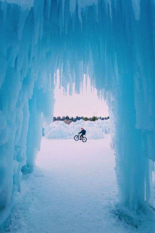 Fat Biking Across The Frozen River Valley To The Ice Castles Of Edmonton, Canada (33)