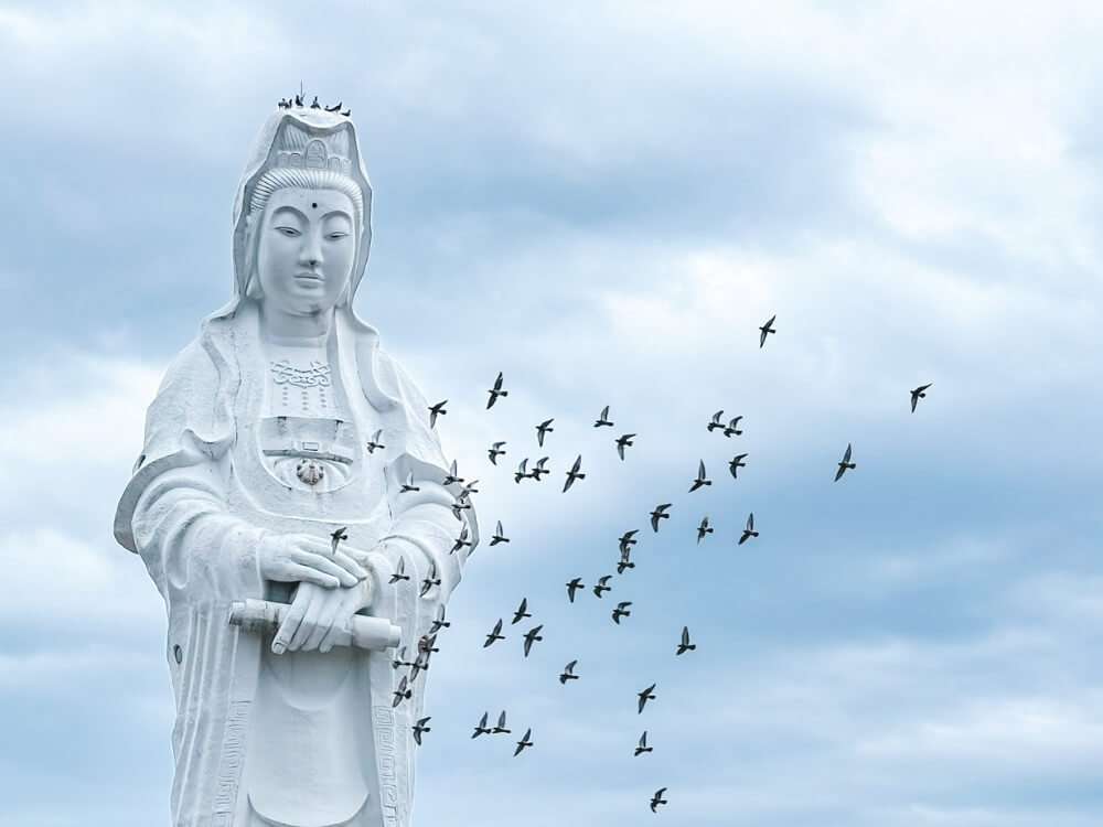 goddess of mercy statue at zhongzheng park, Keelung taiwan 