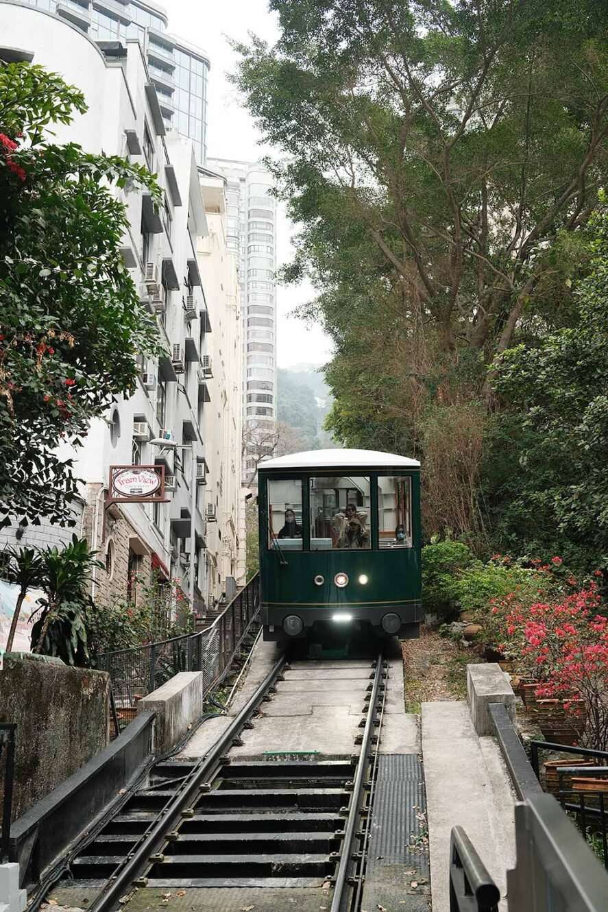 Peak tram arriving at the station