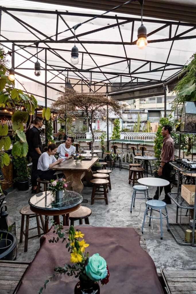 Wallflowers Upstairs in Bangkok, Thailand. A beautiful and inviting rooftop bar in Chinatown.